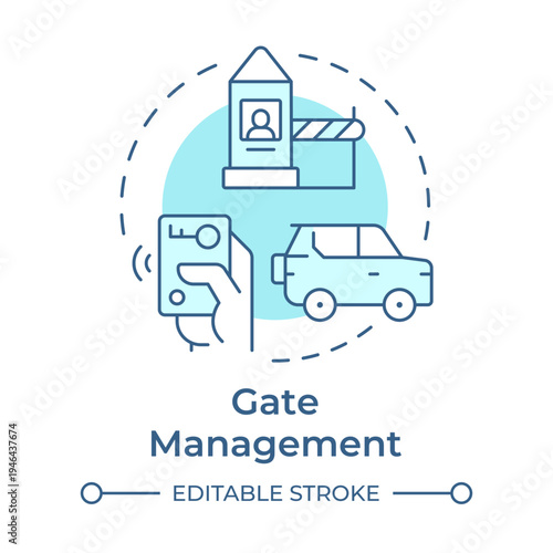 Gate management soft blue concept icon. Entry exit points control. Key component of YMS. Round shape line illustration. Abstract idea. Graphic design. Easy to use in promotional material