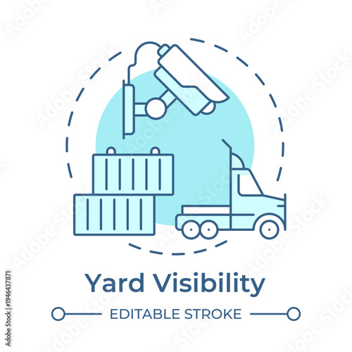 Yard visibility soft blue concept icon. Warehouse monitoring. Benefit of yard management system. Round shape line illustration. Abstract idea. Graphic design. Easy to use in promotional material