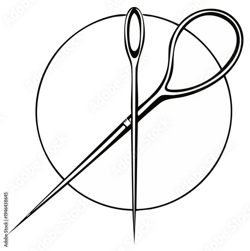 Needle and threader crossing with circle design