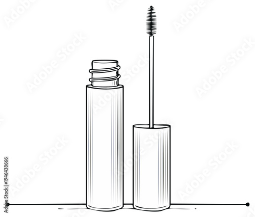 Mascara tube with wand, vector illustration