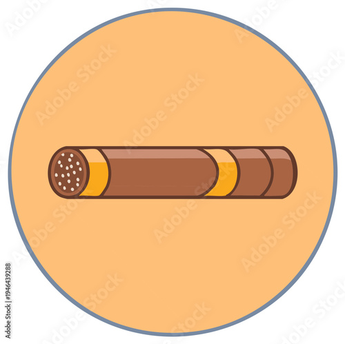 Classic brown cigar icon in a flat design style with a long shadow vector illustration