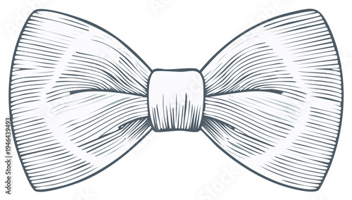 Elegant hand drawn bowtie illustration with vintage line art style