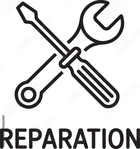 Crossed wrench and screwdriver tools symbolizing repair and maintenance services for mechanics and handymen