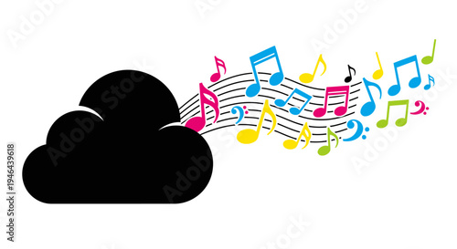 Black Cloud with Colorful Music Notes.