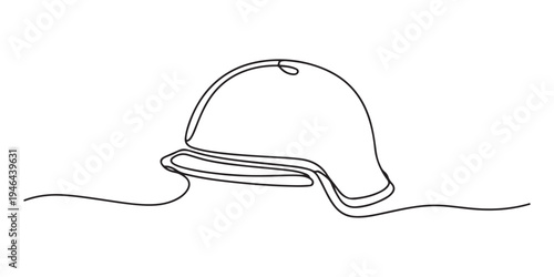 Construction Helmet continuous one line drawing minimalism design.