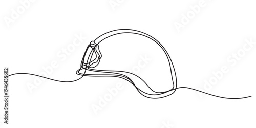 Construction Helmet continuous one line drawing minimalism design.
