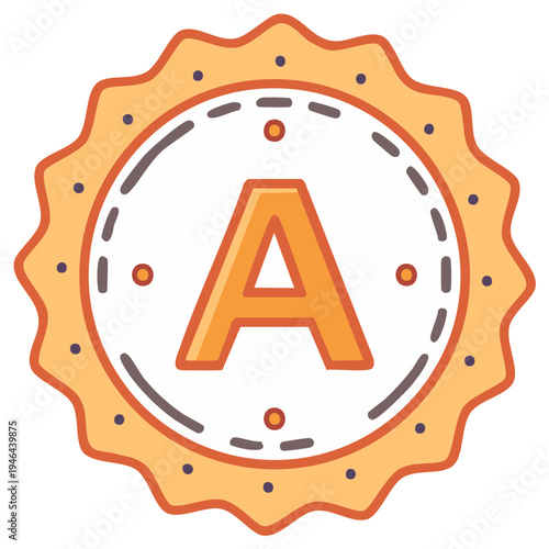 Orange letter A award badge icon for excellence and achievement