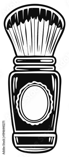 Classic shaving brush illustration with an empty label space on the handle
