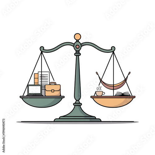 Balance scale with work and leisure work life balance