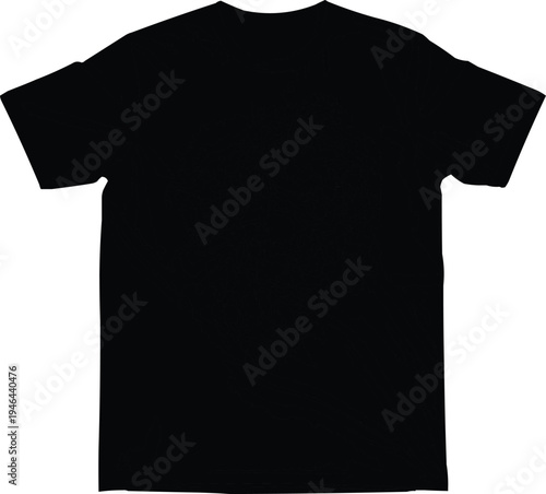 'm looking at a picture of a black t-shirt silhouette, perhaps with a light blue border. It seems like they want a simple explanation of this picture. So, I'll note that it has a crewneck and short 