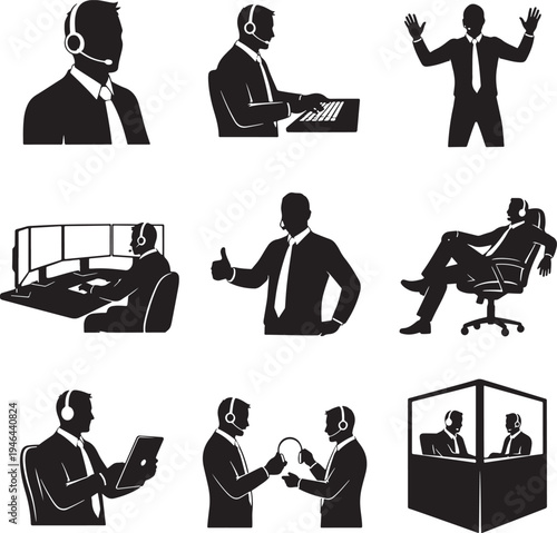 Set of 8 business customer service icons vector