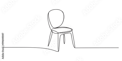 Continuous one line drawing of an office chair. Single line drawing of an executive chair, Continuous line style. Office chair one continuous line drawing vector illustration. Pro vector.