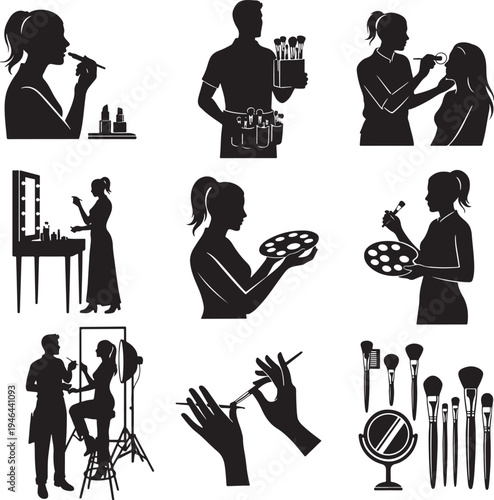 Set of 10 makeup and painting vector icons