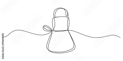 Continuous line drawing of apron for cooking one line drawing of apron clothes single line vector.