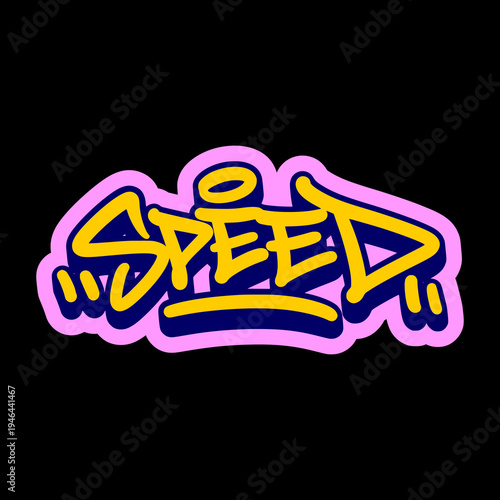 Speed Word Illustration in Vibrant Yellow Graffiti Tag Style for Basketball Performance and Sport Graphics.