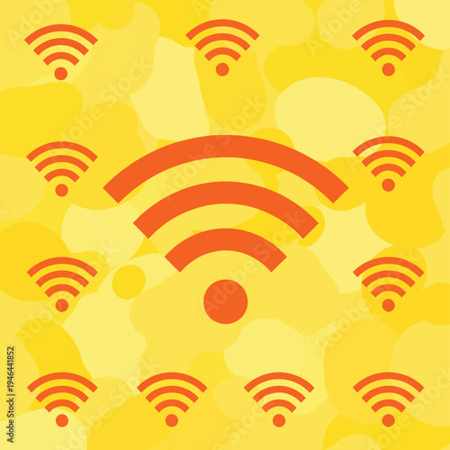 Orange Wifi Symbols On Yellow Background