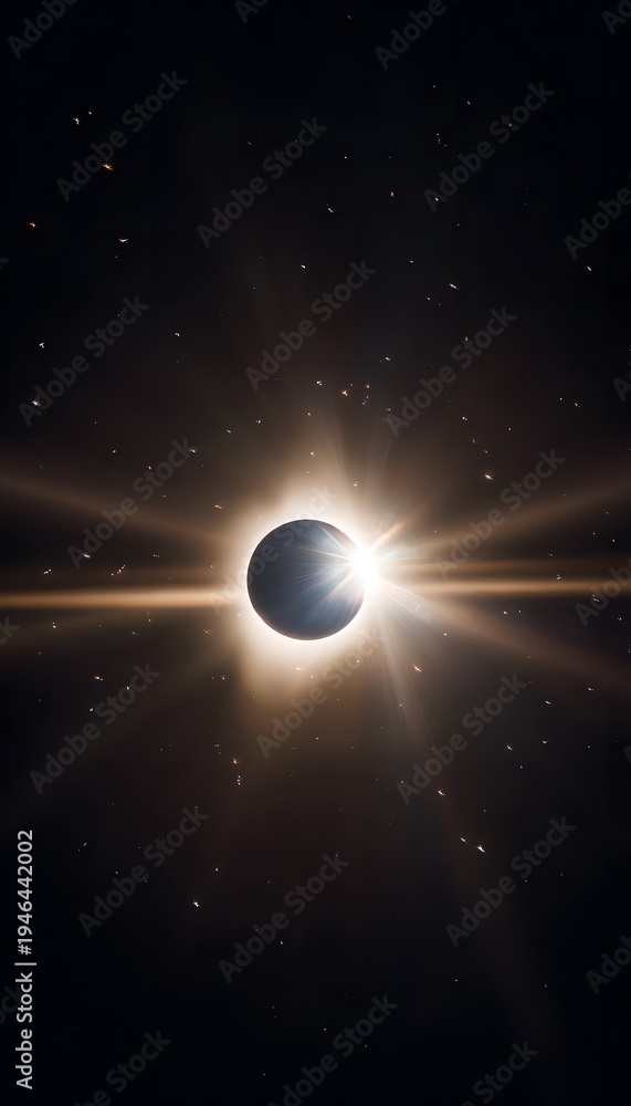 Fototapeta premium Spectacular solar eclipse reveals a glowing corona amidst deep space stars a breathtaking astronomical view