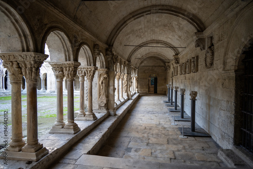 Photography Romanesque cloister gallery with arches at Saint-Trophime, Arles