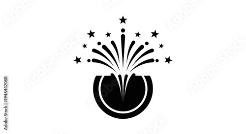Black Fireworks Explosions Emblem Design.