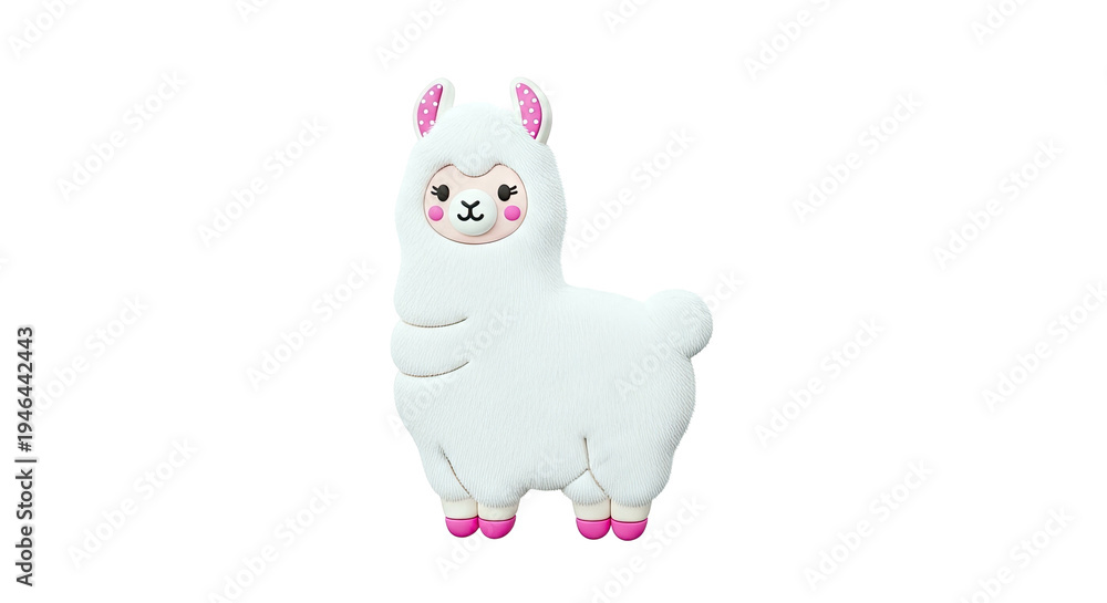 Fototapeta premium Cute 3D Llama Charm with Pink Accents