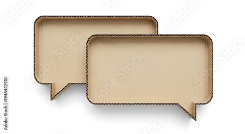 Cardboard Speech Bubbles. Communication Concept. Dialogue Boxes. Empty Message.