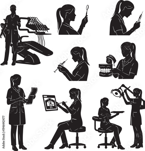 Set of 10 dental clinic vector icons