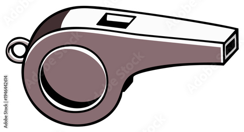 Classic sports whistle with metallic sheen and simple design for signaling and refereeing
