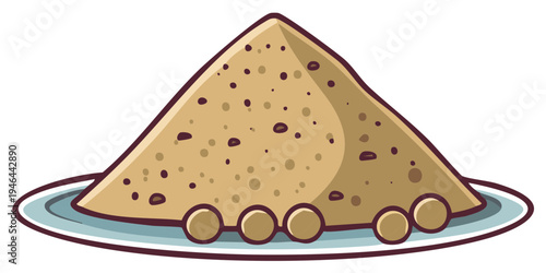 Cartoon Pile of Granular Material with Round Objects on Plate
