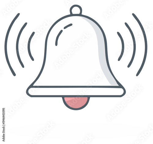 Cartoon-style illustration of a ringing bell with sound waves