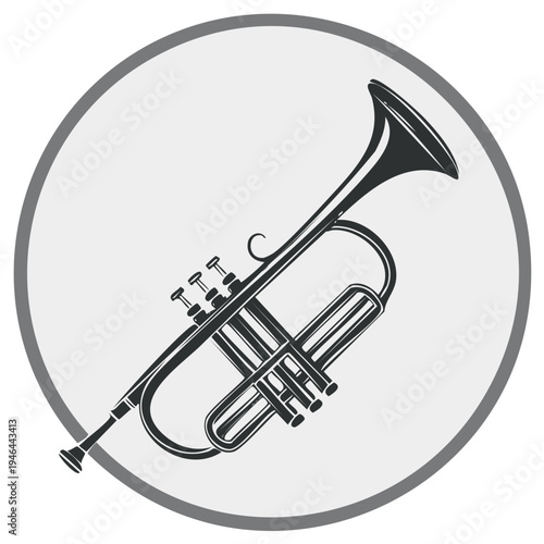 Illustration of a Trumpet in a Grey Circle