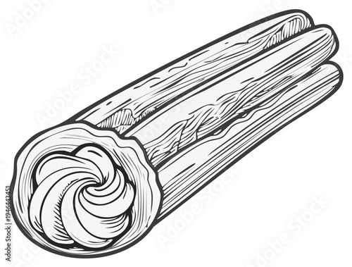 Hand-drawn illustration of delicious cannoli, a traditional Italian pastry filled with sweet cream, ideal for culinary design