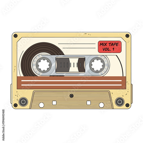 Retro mix tape cassette illustration.