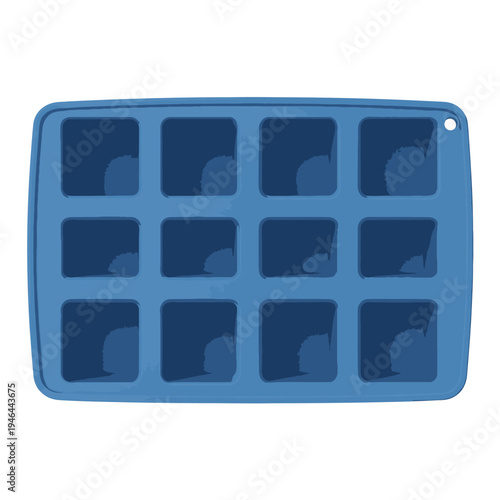 Blue silicone ice cube tray.