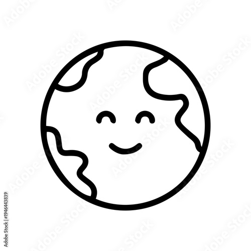 Happy Earth Planet Icon