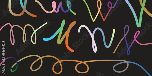 Vibrant neon squiggles on dark background