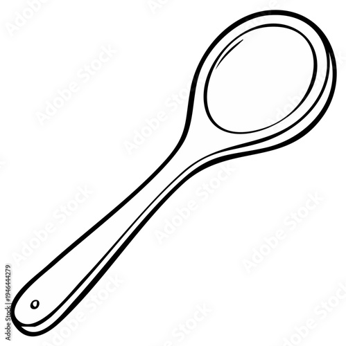 Simple outline drawing of a wooden cooking spoon with a hole in the handle