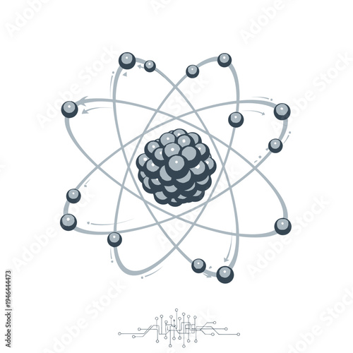 Detailed illustration of an atomic structure model.
