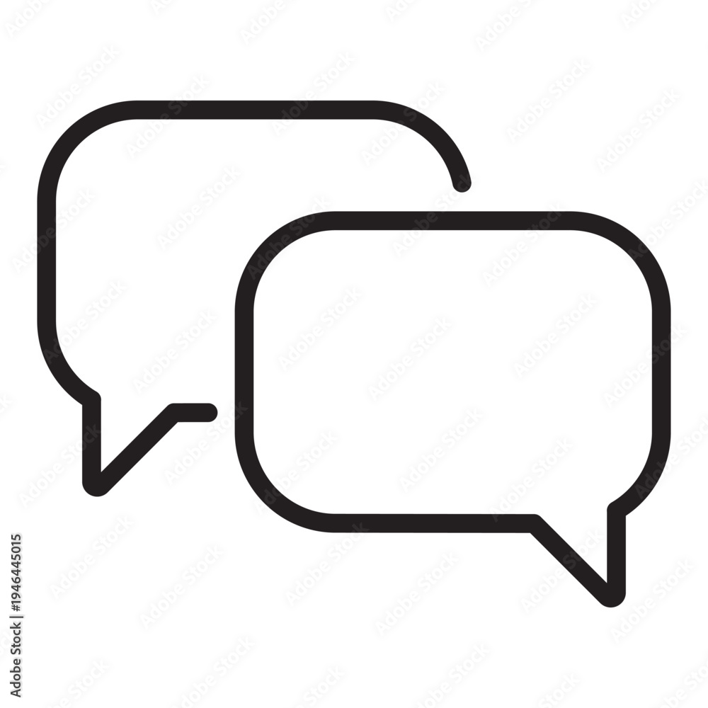 Fototapeta premium Modern line icon featuring two overlapping speech bubbles for live chat services