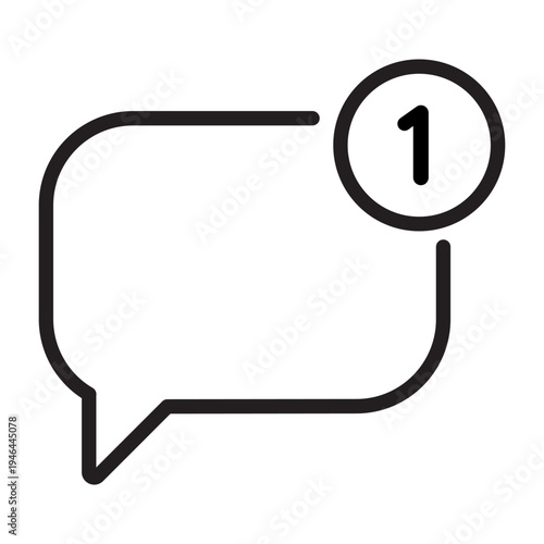 Billede på lærred Line icon of a speech bubble with a notification badge indicating an unread mess