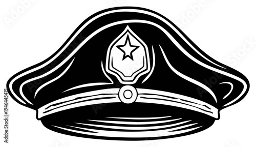 Illustration of a Formal Peaked Cap with Star Insignia isolated on white