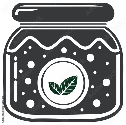 Jar with Wavy Liquid and Leaf Symbol Simple Illustration