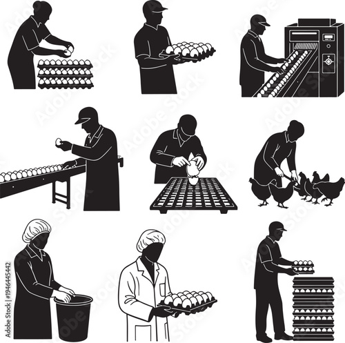 Set of 9 egg farm icons vector