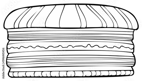 Simple Black and White Vector Illustration of a Stacked Cookie or Sandwich