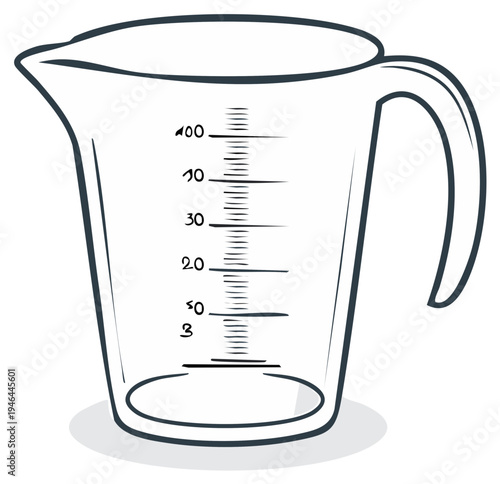 Measuring Cup Clear with Marks for Liquid Volume Kitchen Utensil Design