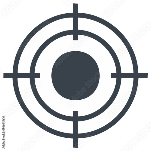 Simple Circular Crosshair Target Icon, Centered Focus and Aiming, Precision Objective Symbol Design