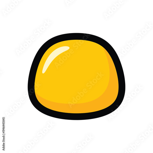 Centered vibrant yellow circle with black outline, subtle gradient and highlight, simple minimalist graphic on white backdrop – top‑down view