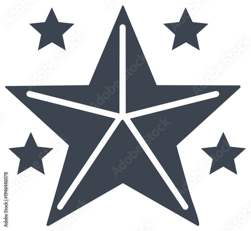 Five star rating symbol glyph icon for excellence quality and customer feedback