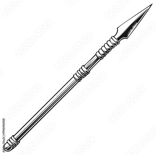 Detailed spear illustration on a white background, isolated
