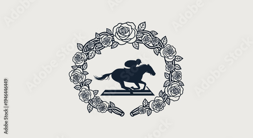 Horse Rider Silhouette Jumping Hurdles.