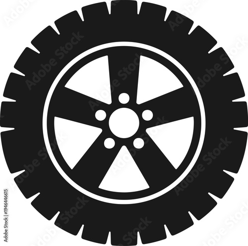 Rugged Off-Road Tire Silhouette for 4x4 and Adventure Vehicle Branding